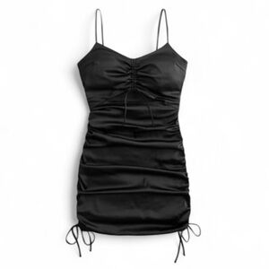 Hollister Black Cinched Satin Mini Dress